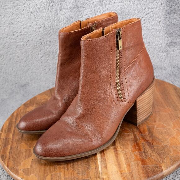 LUCKY BRAND Brown Toffee Leather Basel Ankle Bootie Women's 8.5 - Picture 4 of 7
